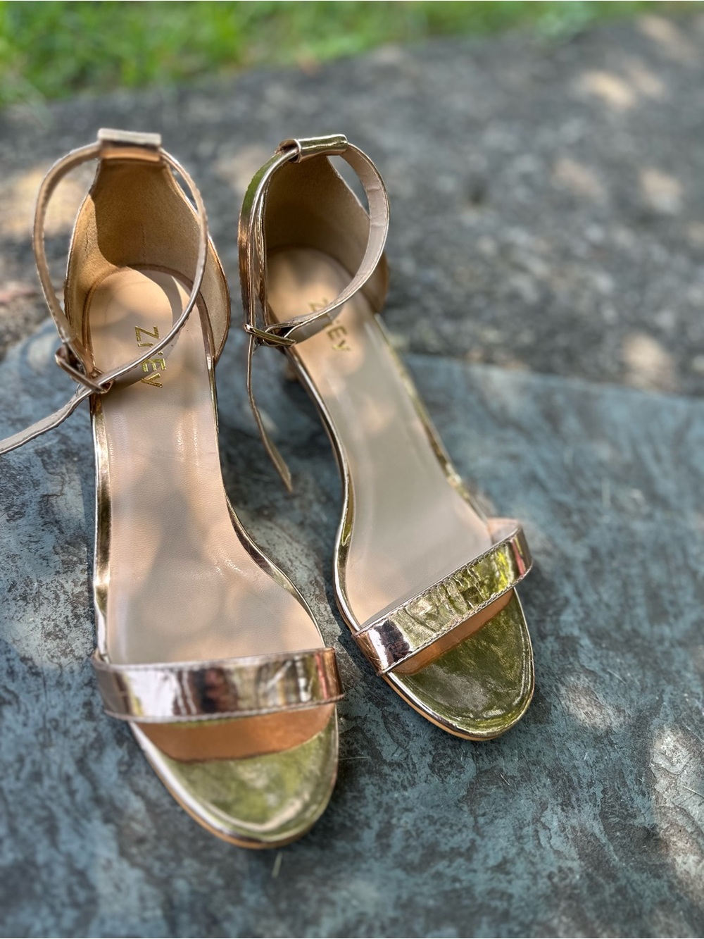 Metallic Gold Ankle-Strap Sandals - Women